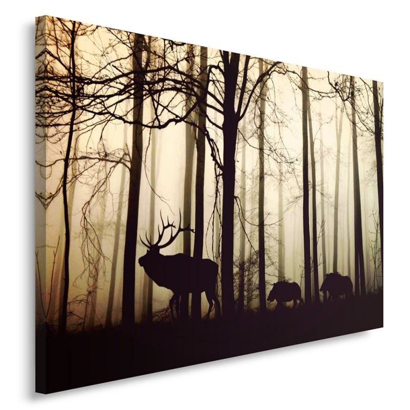 Obraz do salonu pokoju biura Feeby Zwierzęta w lesie Krajobraz Brązowy 120x80cm 1szt