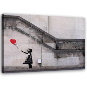 Obraz do salonu pokoju dziecka Feeby Dziewczynka z balonikiem Banksy Szary 60x40cm 1szt