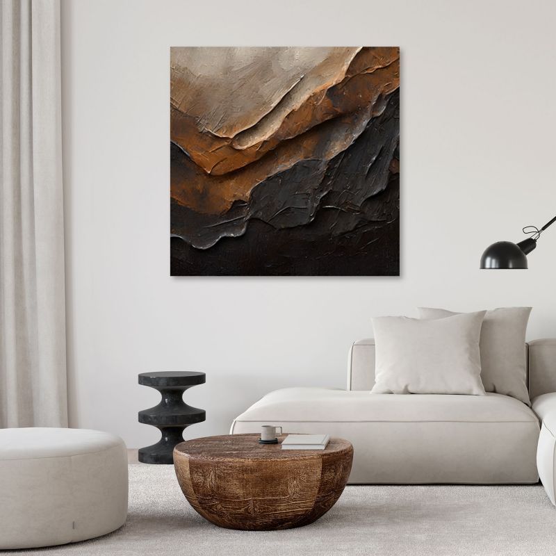 Obraz do salonu pokoju Feeby Abstrakcja Tekstura Brązowa 60x60 cm 1szt
