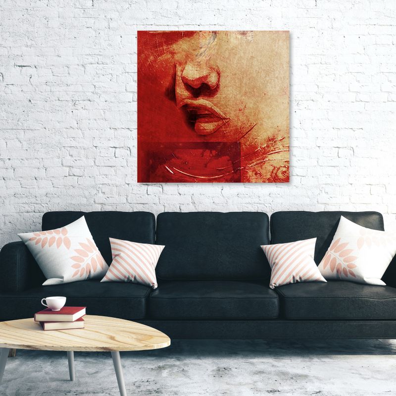 Obraz do salonu pokoju Feeby Abstrakcja Twarz Kobiety Czerwony 50x50cm 1szt