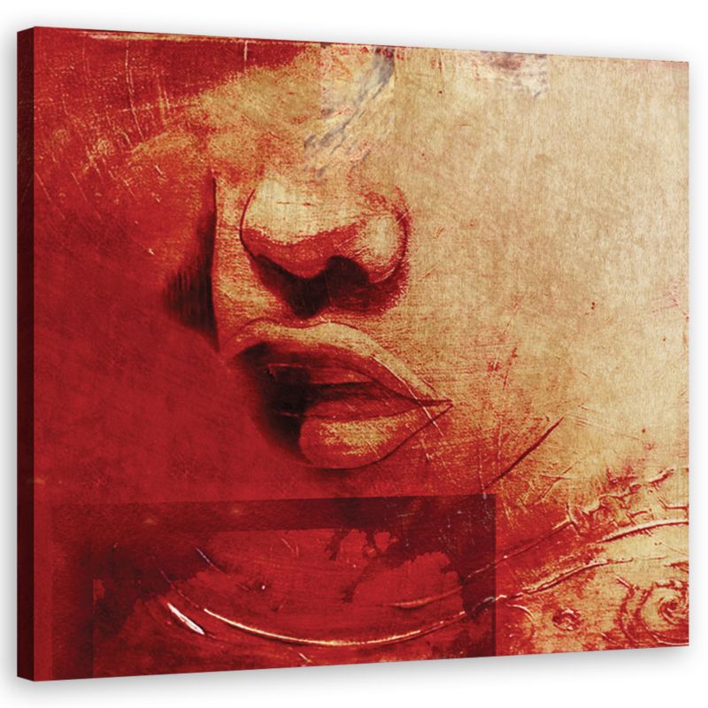 Obraz do salonu pokoju Feeby Abstrakcja Twarz Kobiety Czerwony 60x60cm 1szt