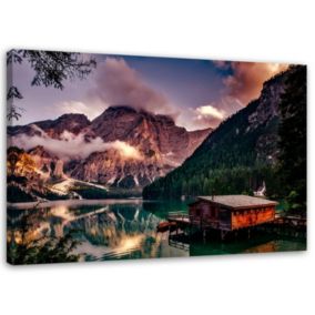 Obraz do salonu pokoju Feeby Domek Góry Krajobraz Zielony 100x70cm 1szt
