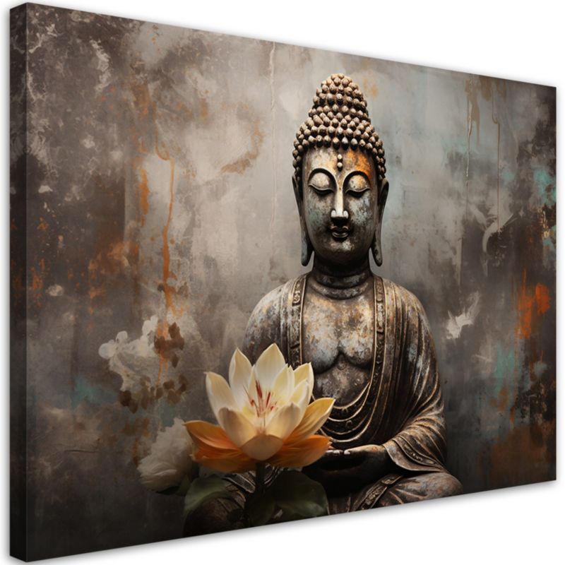 Obraz do salonu pokoju Feeby Medytujący Budda Abstrakcja Beżowy 120x80cm 1szt