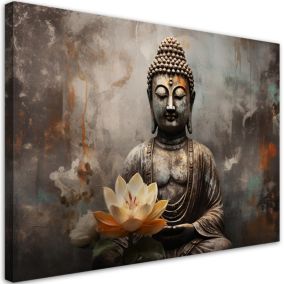 Obraz do salonu pokoju Feeby Medytujący Budda Abstrakcja Beżowy 120x80cm 1szt