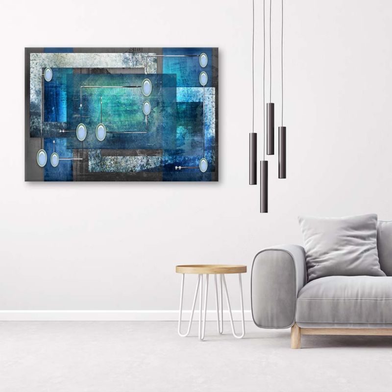 Obraz do salonu pokoju Feeby Niebieska Abstrakcja 3D 90x60cm 1szt