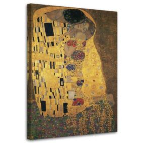 Obraz do salonu pokoju Feeby Pocałunek - G. Klimt reprodukcja Złoty 70x100cm 1szt
