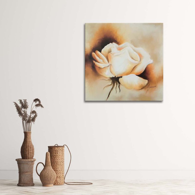Obraz do salonu pokoju Feeby Róża Kwiat Beżowy Vintage 30x30cm 1szt