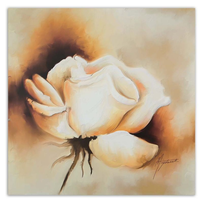 Obraz do salonu pokoju Feeby Róża Kwiat Beżowy Vintage 30x30cm 1szt