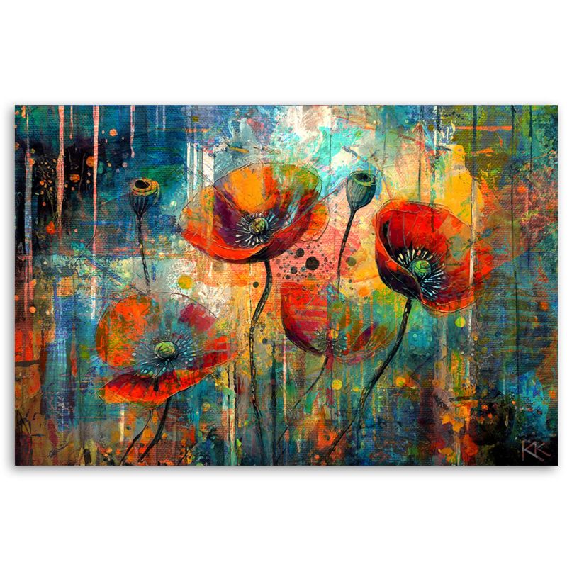 Obraz do salonu pokoju nowoczesny Feeby Abstrakcyjne Kwiaty Maki 90x60cm 1szt