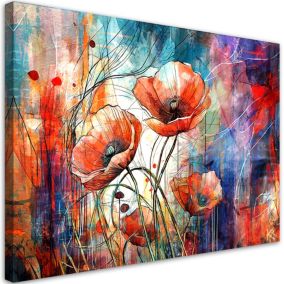 Obraz do salonu pokoju nowoczesny Feeby Abstrakcyjne Maki Czerwone 120x80cm 1szt