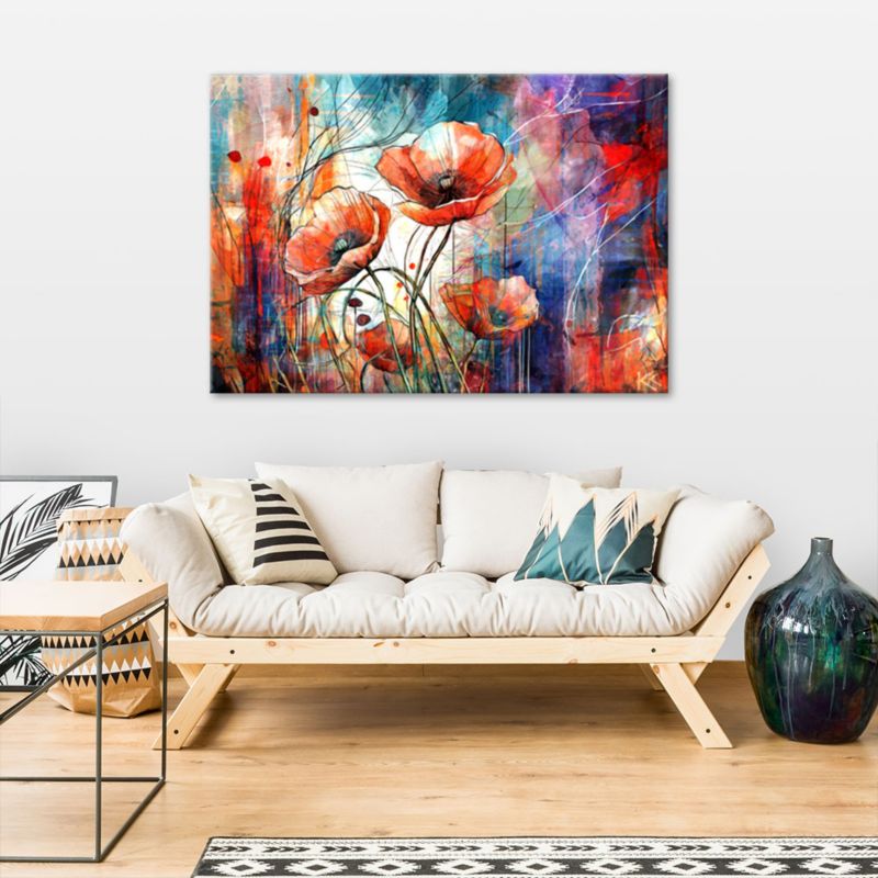 Obraz do salonu pokoju nowoczesny Feeby Abstrakcyjne Maki Czerwone 120x80cm 1szt