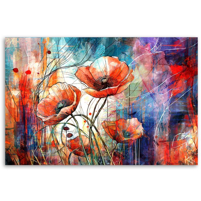 Obraz do salonu pokoju nowoczesny Feeby Abstrakcyjne Maki Czerwone 120x80cm 1szt