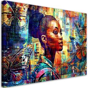 Obraz do salonu pokoju nowoczesny Feeby Afrykańska Kobieta Glamour Kolorowy 100x70cm 1szt