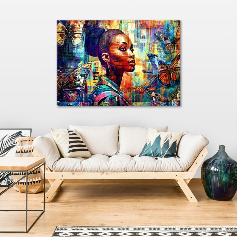 Obraz do salonu pokoju nowoczesny Feeby Afrykańska Kobieta Glamour Kolorowy 100x70cm 1szt