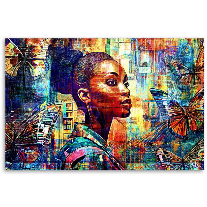 Obraz do salonu pokoju nowoczesny Feeby Afrykańska Kobieta Glamour Kolorowy 100x70cm 1szt