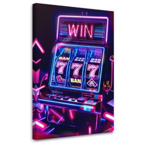 Obraz do salonu pokoju nowoczesny Feeby Automat do gier Neon 60x90cm 1szt