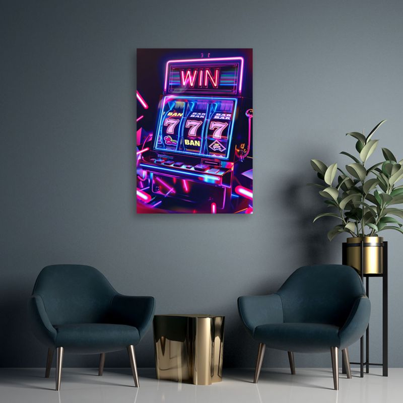 Obraz do salonu pokoju nowoczesny Feeby Automat do gier Neon 60x90cm 1szt
