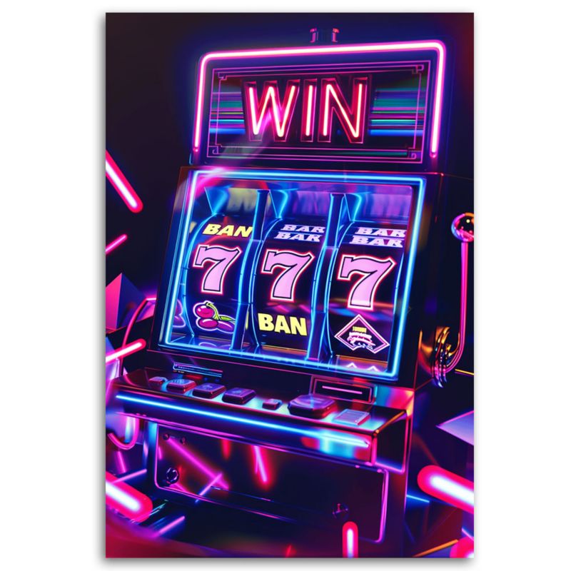 Obraz do salonu pokoju nowoczesny Feeby Automat do gier Neon 60x90cm 1szt