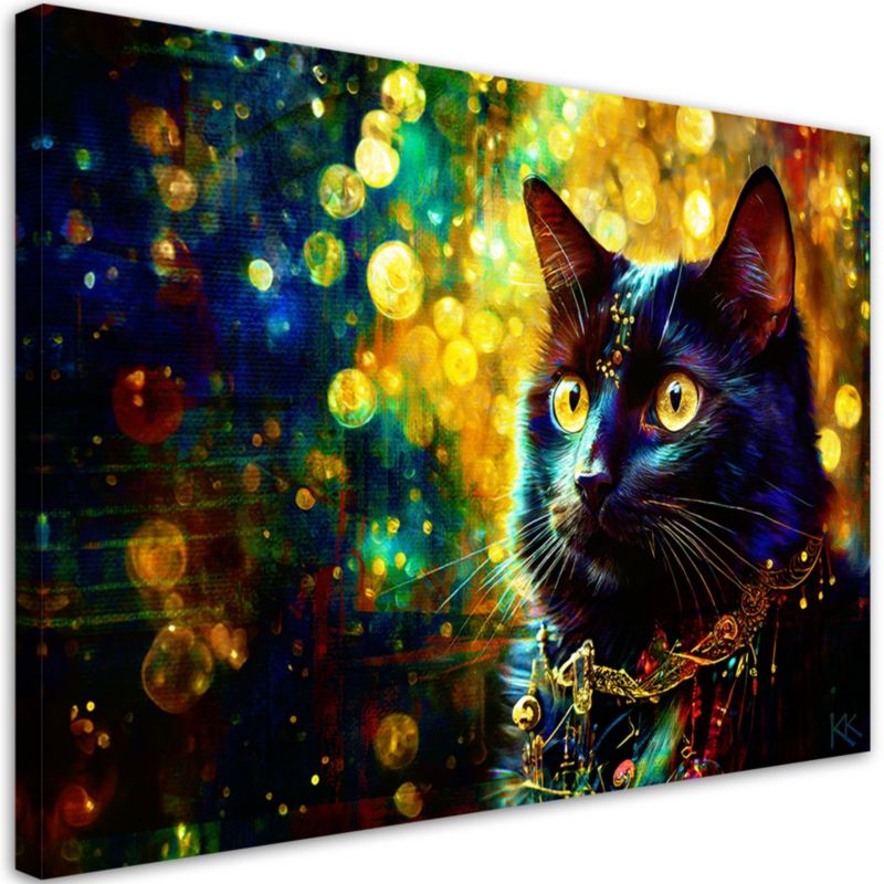 Obraz do salonu pokoju nowoczesny Feeby Czarny Kot Abstrakcja 60x40cm 1szt