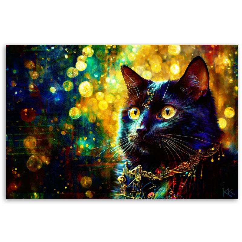 Obraz do salonu pokoju nowoczesny Feeby Czarny Kot Abstrakcja 90x60cm 1szt