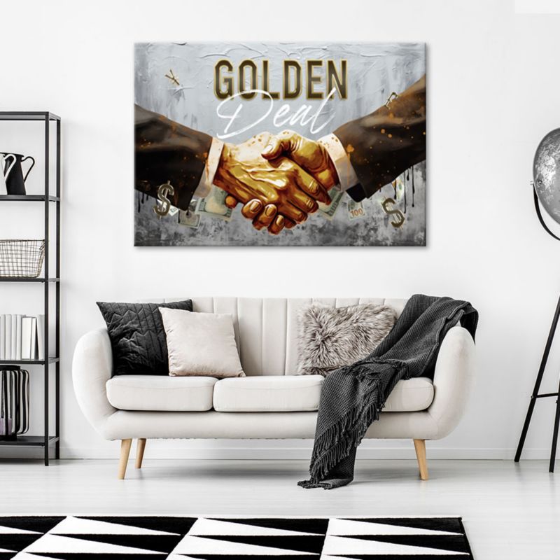 Obraz do salonu pokoju nowoczesny Feeby Golden Deal Szary 60x40cm 1szt
