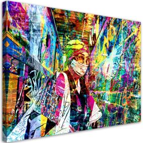 Obraz do salonu pokoju nowoczesny Feeby Kobieta w masce Glamour Kolorowy 60x40cm 1szt