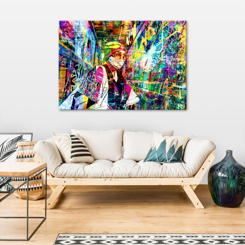 Obraz do salonu pokoju nowoczesny Feeby Kobieta w masce Glamour Kolorowy 60x40cm 1szt
