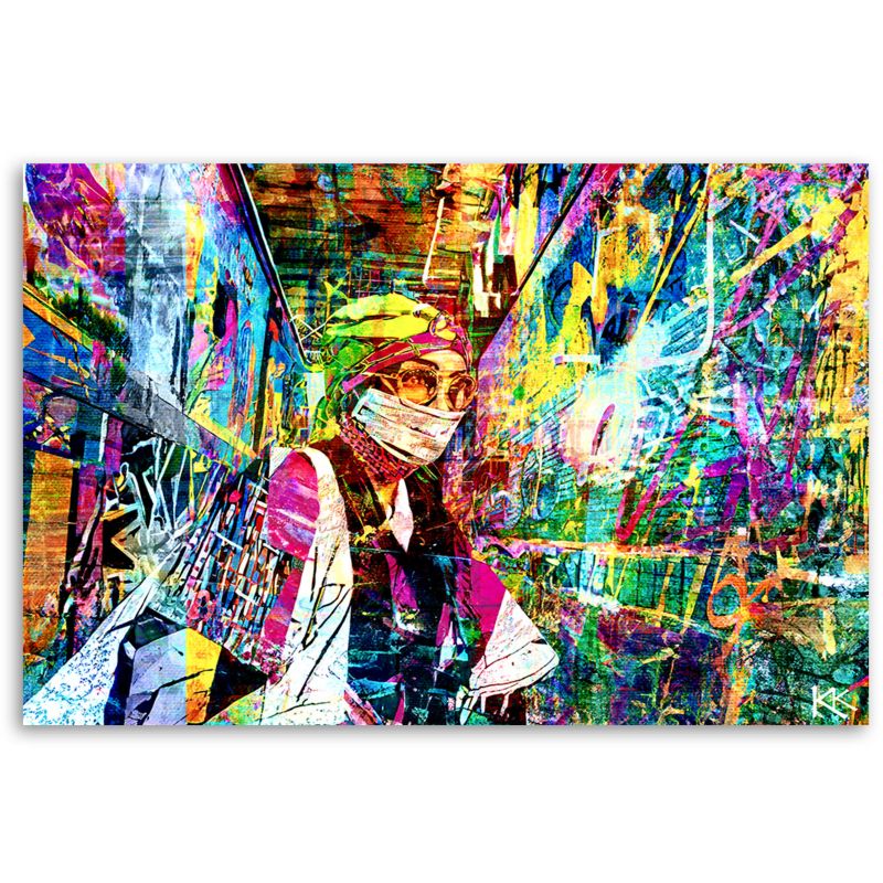 Obraz do salonu pokoju nowoczesny Feeby Kobieta w masce Glamour Kolorowy 60x40cm 1szt
