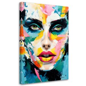 Obraz do salonu pokoju nowoczesny Feeby Kolorowa Twarz Kobiety 70x100cm 1szt