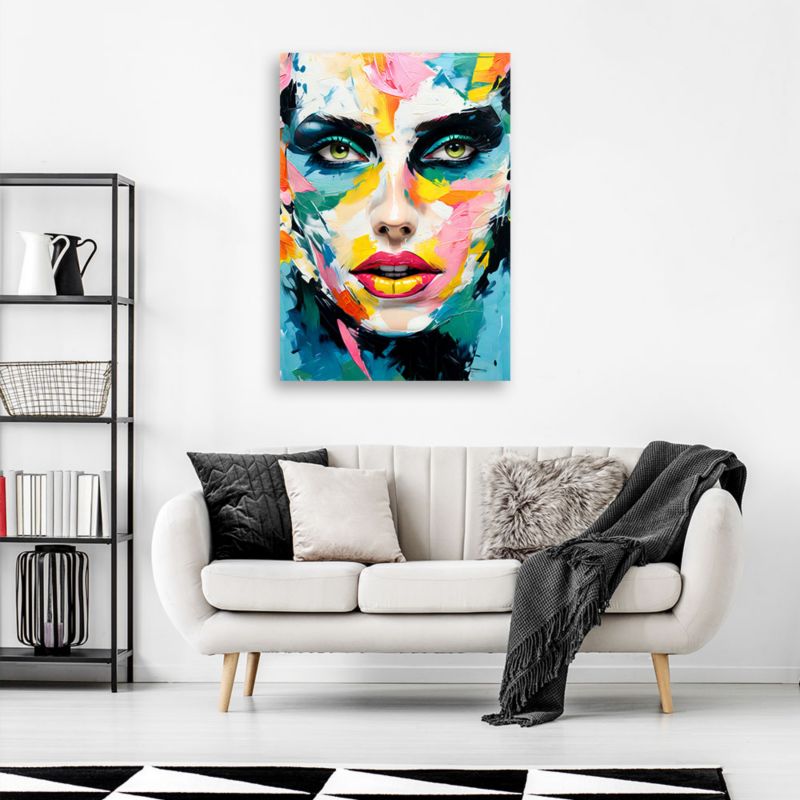 Obraz do salonu pokoju nowoczesny Feeby Kolorowa Twarz Kobiety 70x100cm 1szt
