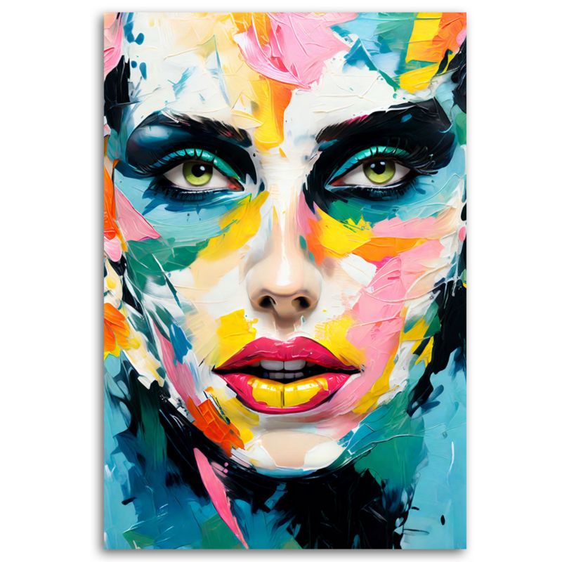 Obraz do salonu pokoju nowoczesny Feeby Kolorowa Twarz Kobiety 70x100cm 1szt