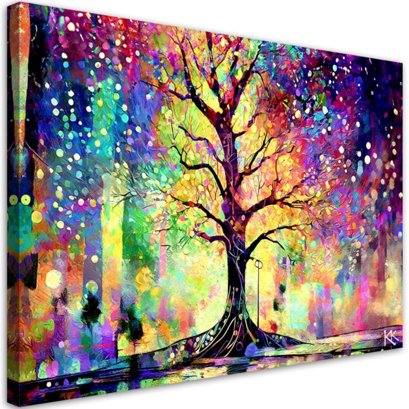 Obraz do salonu pokoju nowoczesny Feeby Kolorowe Drzewo 100x70cm 1szt