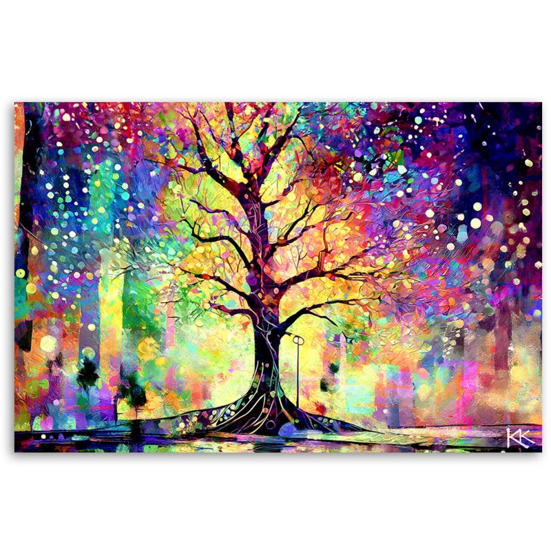 Obraz do salonu pokoju nowoczesny Feeby Kolorowe Drzewo 120x80cm 1szt