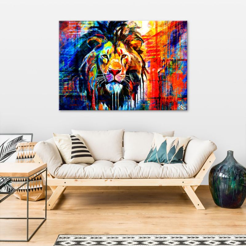 Obraz do salonu pokoju nowoczesny Feeby Kolorowy Lew Abstrakcja 100x70cm 1szt