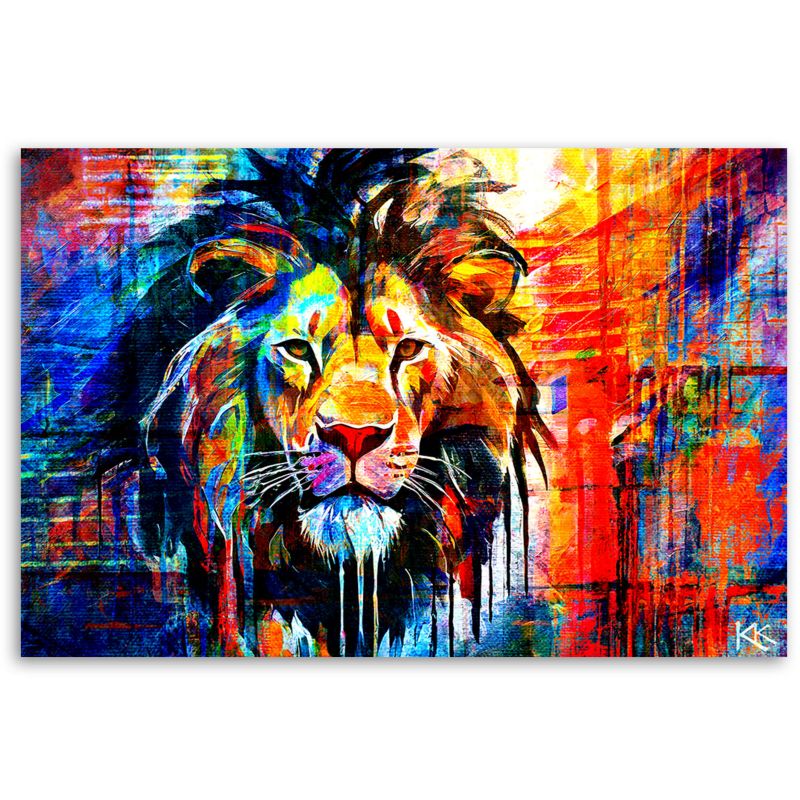 Obraz do salonu pokoju nowoczesny Feeby Kolorowy Lew Abstrakcja 90x60cm 1szt