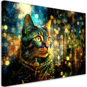 Obraz do salonu pokoju nowoczesny Feeby Kot Abstrakcja Kolorowy 60x40cm 1szt