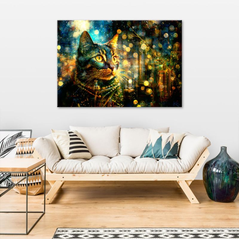 Obraz do salonu pokoju nowoczesny Feeby Kot Abstrakcja Kolorowy 60x40cm 1szt