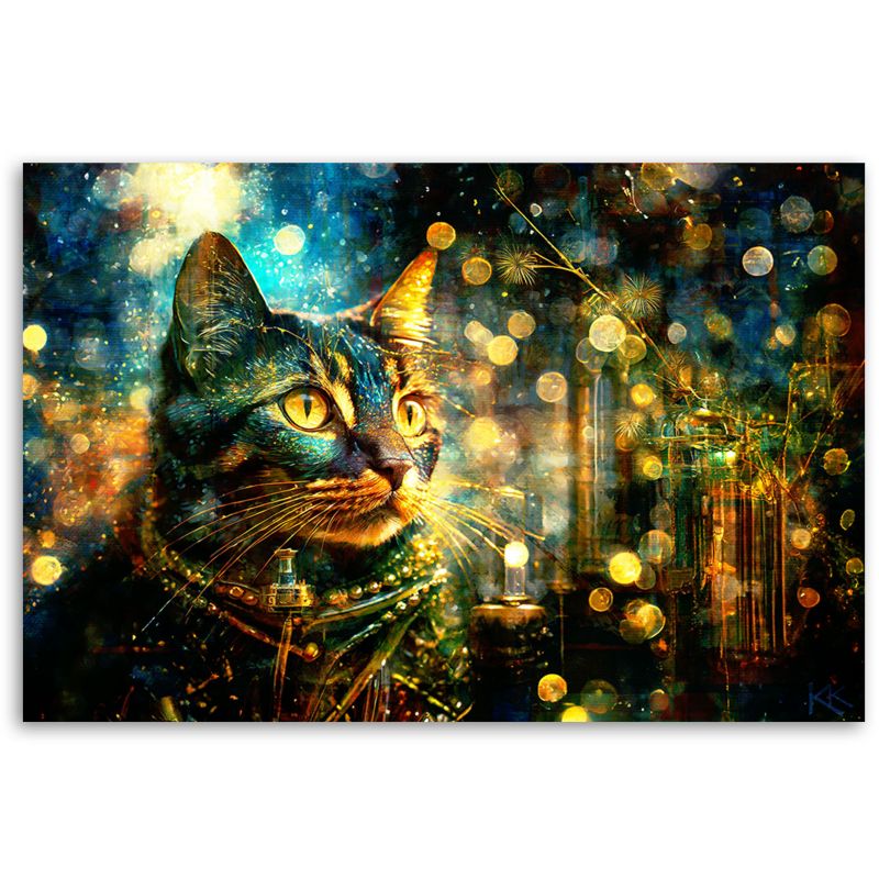 Obraz do salonu pokoju nowoczesny Feeby Kot Abstrakcja Kolorowy 60x40cm 1szt