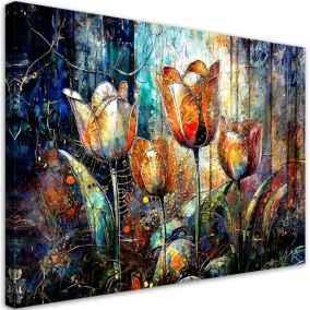 Obraz do salonu pokoju nowoczesny Feeby Kwiaty Abstrakcja Kolorowa 120x80cm 1szt