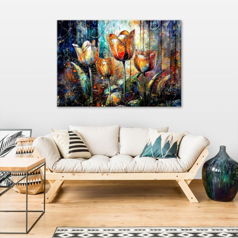 Obraz do salonu pokoju nowoczesny Feeby Kwiaty Abstrakcja Kolorowa 120x80cm 1szt