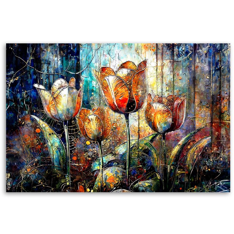Obraz do salonu pokoju nowoczesny Feeby Kwiaty Abstrakcja Kolorowa 120x80cm 1szt