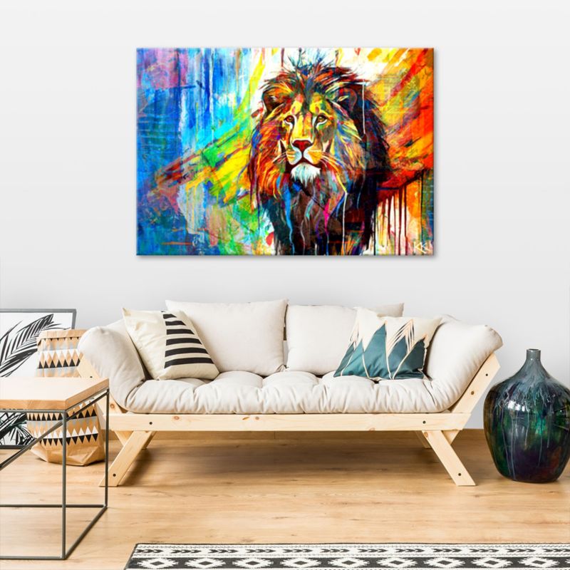 Obraz do salonu pokoju nowoczesny Feeby Lew Zwierzęta Abstrakcja Kolorowy 100x70cm 1szt