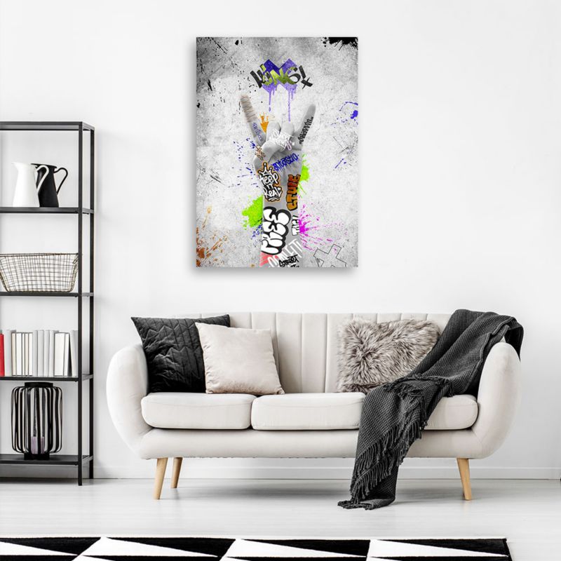 Obraz do salonu pokoju nowoczesny Feeby Street Art Graffiti Szary 80x120cm 1szt