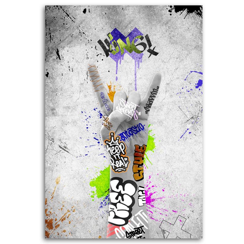 Obraz do salonu pokoju nowoczesny Feeby Street Art Graffiti Szary 80x120cm 1szt
