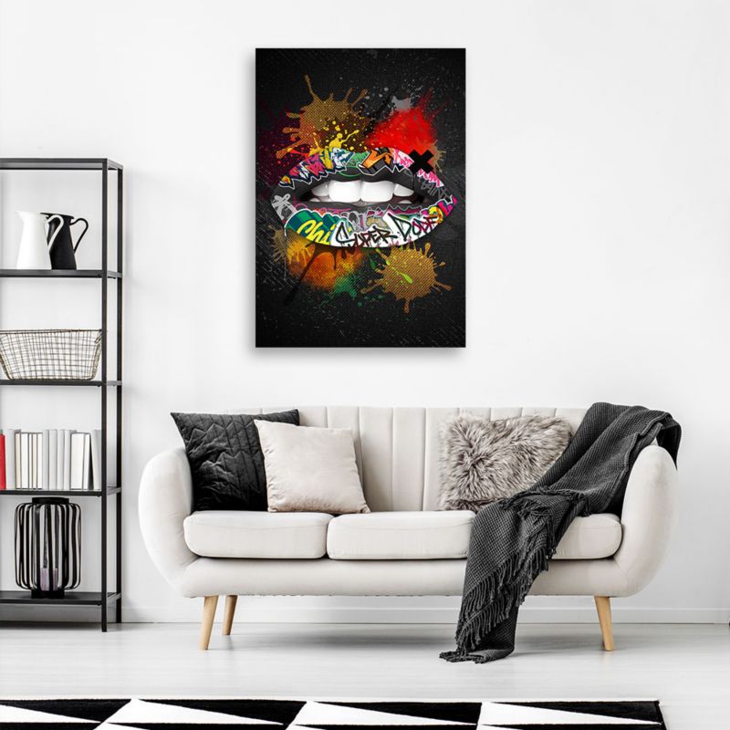 Obraz do salonu pokoju nowoczesny Feeby Usta Pop Art Kolorowy 80x120cm 1szt