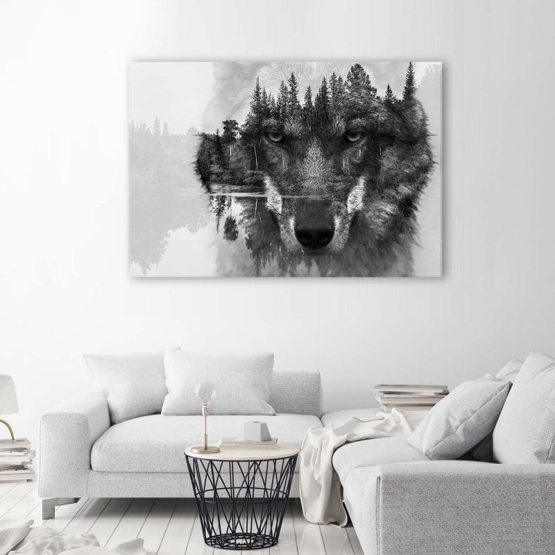 Obraz do salonu sypialni biura Feeby Wilk Zwierzęta Natura Czarno - Biały 120x80cm 1szt