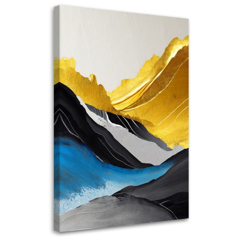 Obraz do salonu sypialni Feeby Abstrakcja Akryl Góry Złoty 60x90 cm 1szt