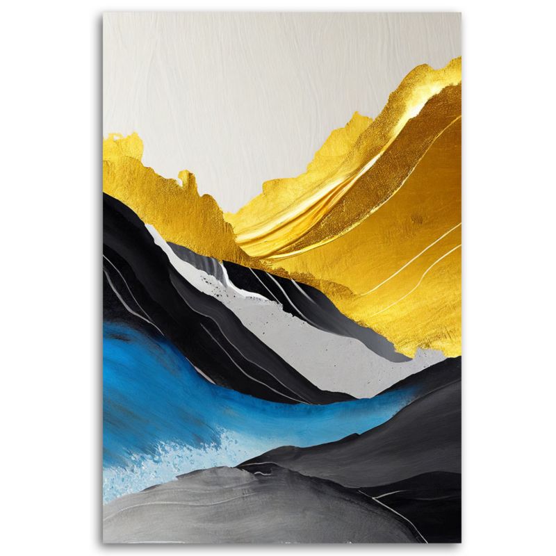 Obraz do salonu sypialni Feeby Abstrakcja Akryl Góry Złoty 60x90 cm 1szt