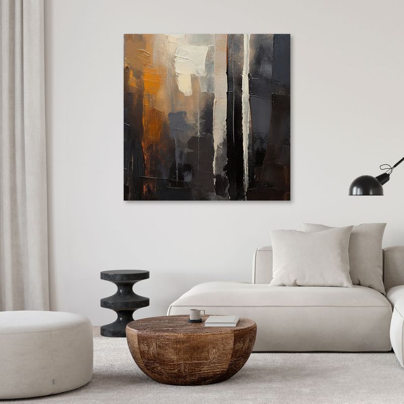 Obraz do salonu sypialni Feeby Abstrakcja Brązowa Malowana 60x60 cm 1szt
