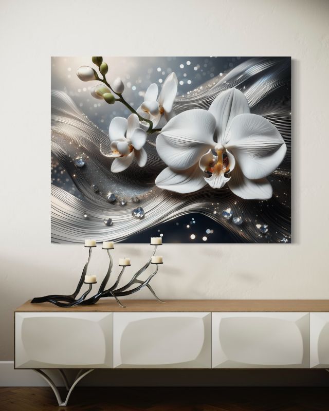 Obraz do salonu sypialni Feeby Abstrakcja Diamenty Orchidea 90x60 cm 1szt